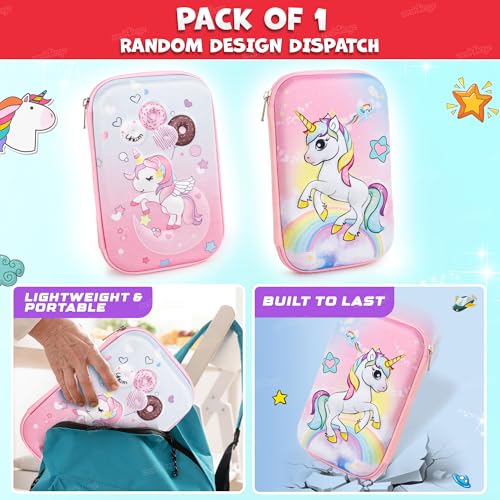 Image of Zest 4 Toyz Hardtop Pencil Case for Girls and Boys Large Capacity(Unicorn Themed)