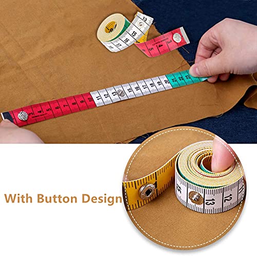 Foto von Schneidermaßband 2 Stück Maßband Körper 150 cm/60 Zoll Körpermaßband mit Knopf Measuring Tape Rollmaßband für Ausmessung Kleidung