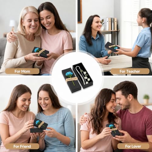 Image of Metal Embossed Bookmark with Lily of the Valley Charm Chain, 4.7'' Silver Page Marker with Floral Engraving with Gift Box, Bookmark Gift for Book Lovers, Journals & Reading Accessories