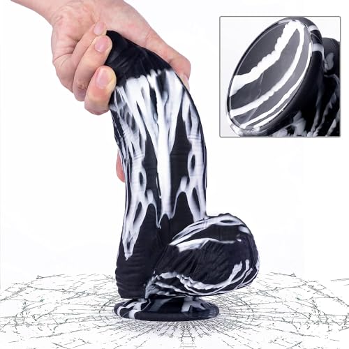24.5 * 6.8cm XXL Fantasy Dildo, Dicker Riesen Monster Dildo mit Saugnapf, Schwarz Analdildo für Analspiele, G Punkt und Prostata Silikon Riesen Dildo Groß Penis Sexspielzeug für Frauen Männer Paare – Bild 6