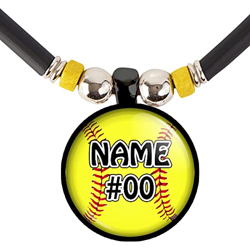 Softball Charm Necklace- Girls And Women's Softball Pendant Jewelry - Customized Softball Necklace With Name And Number- Perfect For Softball Players, Softball Moms, Softball Teams And Coaches #TOP29