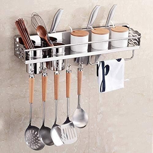 QTANZIQI Portaspezie a Parete in Acciaio Inossidabile, Ripiani per Cucina e stoccaggio, grucce per Utensili, Ganci per Utensili da Cucina e Accessori