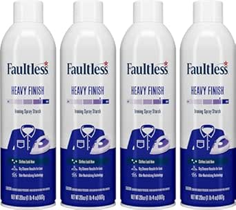 Faultless Heavy Laundry Starch Spray - 20 oz Cans for Smooth Iron Glide on Clothes & Fabric - No Residue (Pack of 4)