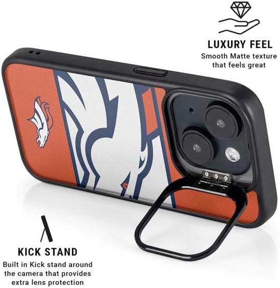 Skinit Kickstand Phone Case Compatible with iPhone 14 - Officially Licensed NFL Denver Broncos Zone Block Design