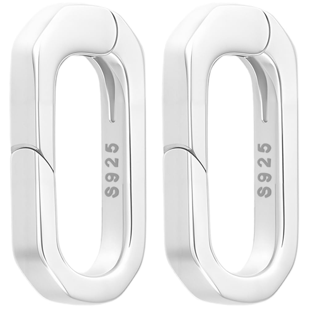 Beebeecraft 2 Stück 925 Sterling Silber Federring Verschlüsse 145x75x25mm Kleine Ovale Federring Clips Halskettenverkürzer/Verlängerungsverbinder Mit Silberpoliertuch Für Die Schmuckherstellung