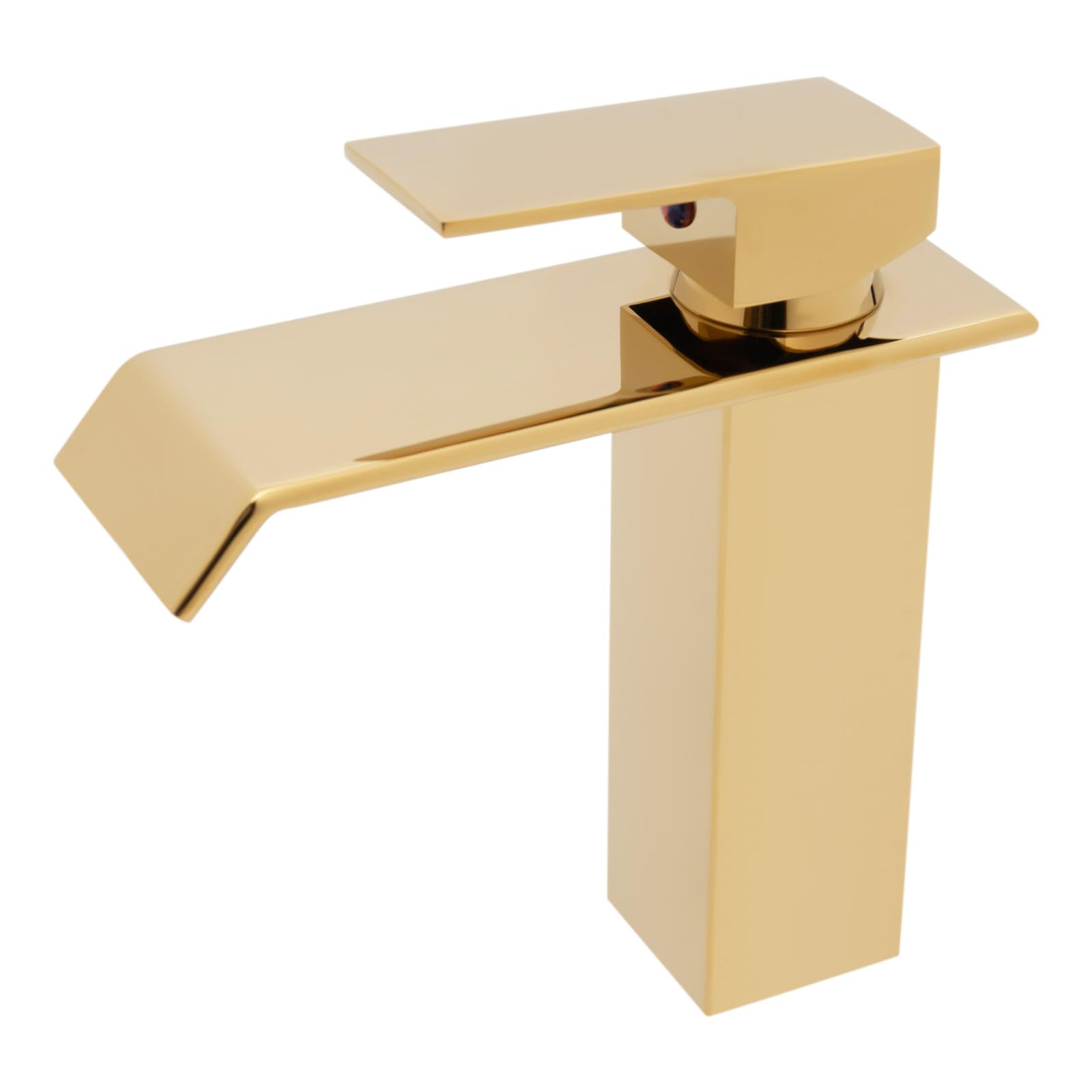 Robinet de lavabo Robinet mitigeur monocommande Robinetterie de lavabo Robinet cascade d'eau froide chaude Robinet cascade pour salle de bain avec bec tuyau d'évacuation en acier inoxydable doré