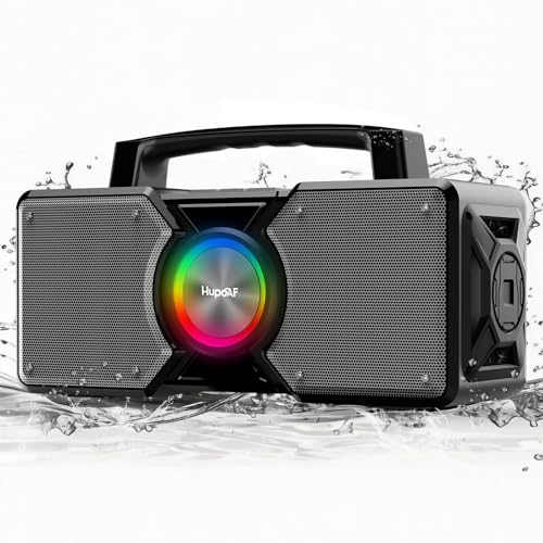 Hupoaf Speakers Bluetooth Wireless,160W Max Loud Bass Outdoor Speaker, IPX7 Waterproof, Boombox Sound, All Day Battery, Wireless TWS Pairing Speaks Portable for Party, Outsides, Beach,Garage