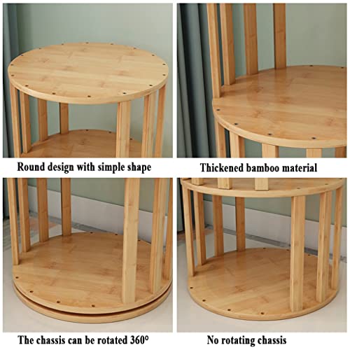 Waeyz Creative Round 360°Rotating Bookcase, Thickened Bamboo Material, Easy Assemble Student Bookshelf, Home Storage Rack #TOP3