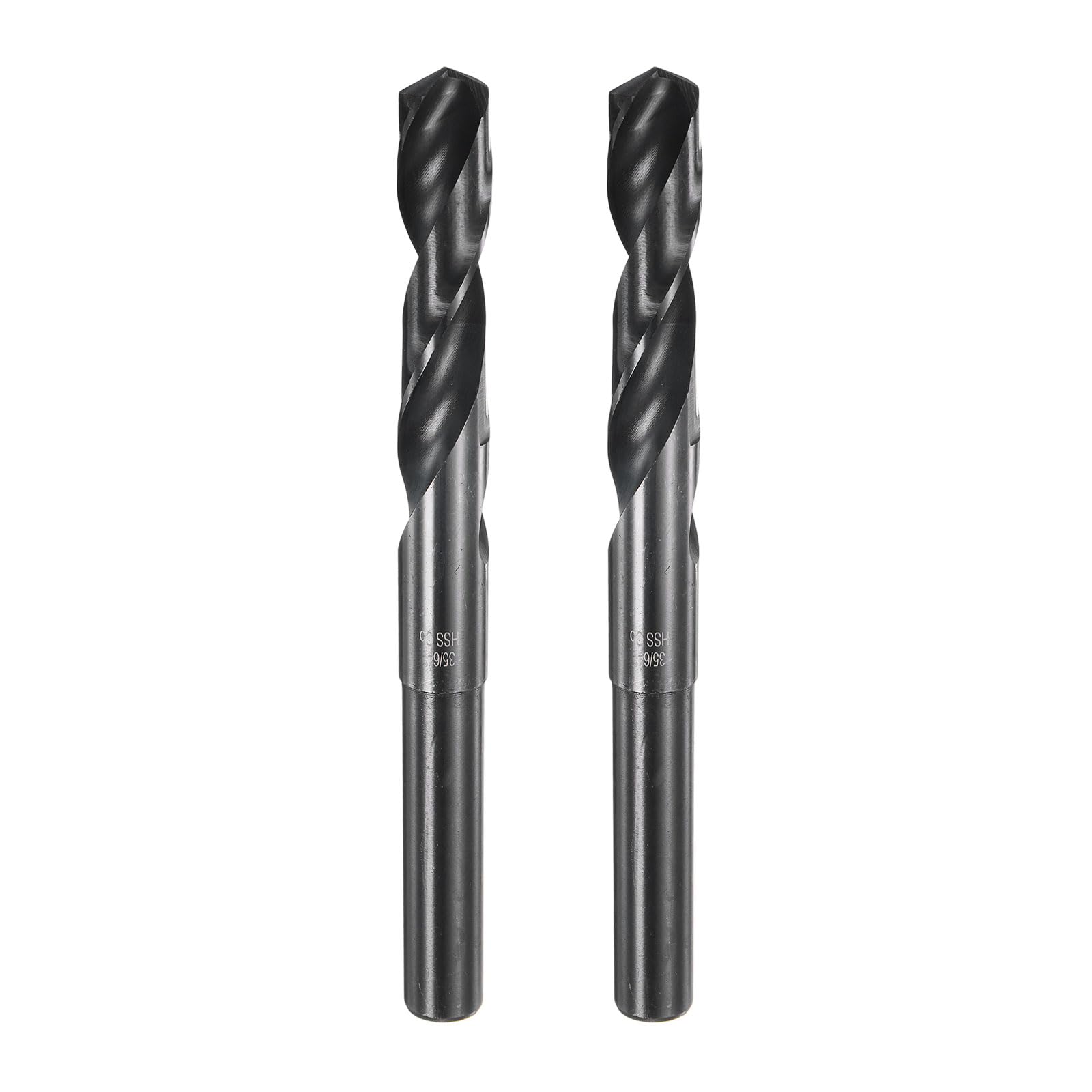 uxcell 2pcs 35/64" High-Speed Steel Drill Bits, M35 Cobalt Twist Drill Bit Jobber Drill Bit with Round Straight Shank for Hardened Metal, Steel,
