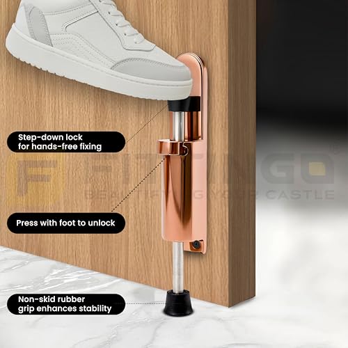 Image of Rose Gold Kick Down Door Stopper Zinc Alloy Pack of 2