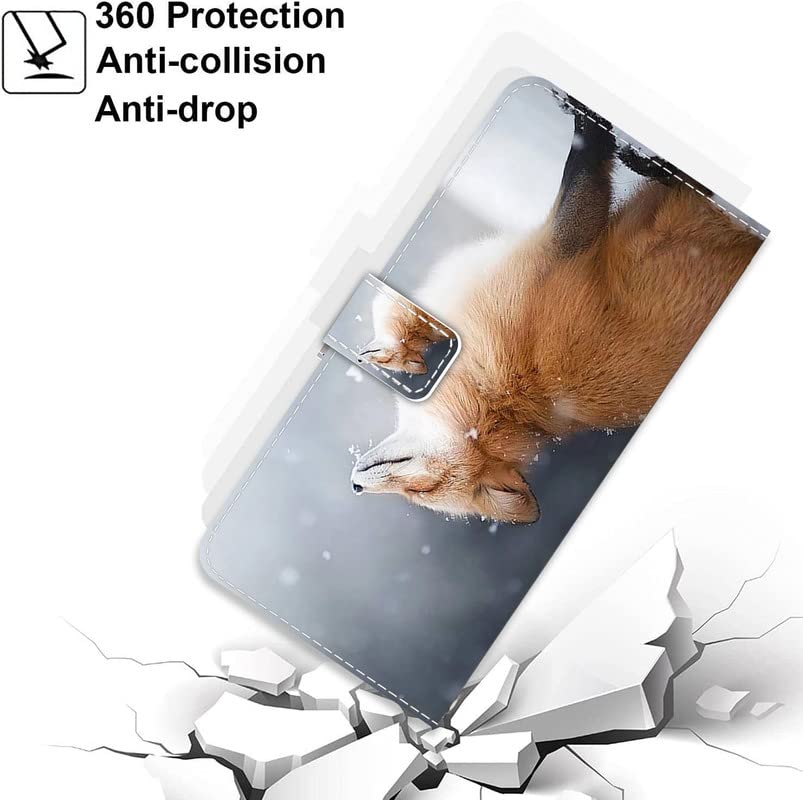 KARTXITAI Cover Compatibile con ALCATEL 1C 2019 PU Pelle TPU Silicone Portafoglio Magnetica con Disegni Motivo Animale Flip Custodia in Libro Slot Schede Custodia-Luna lupo,nuvole,cielo,mare