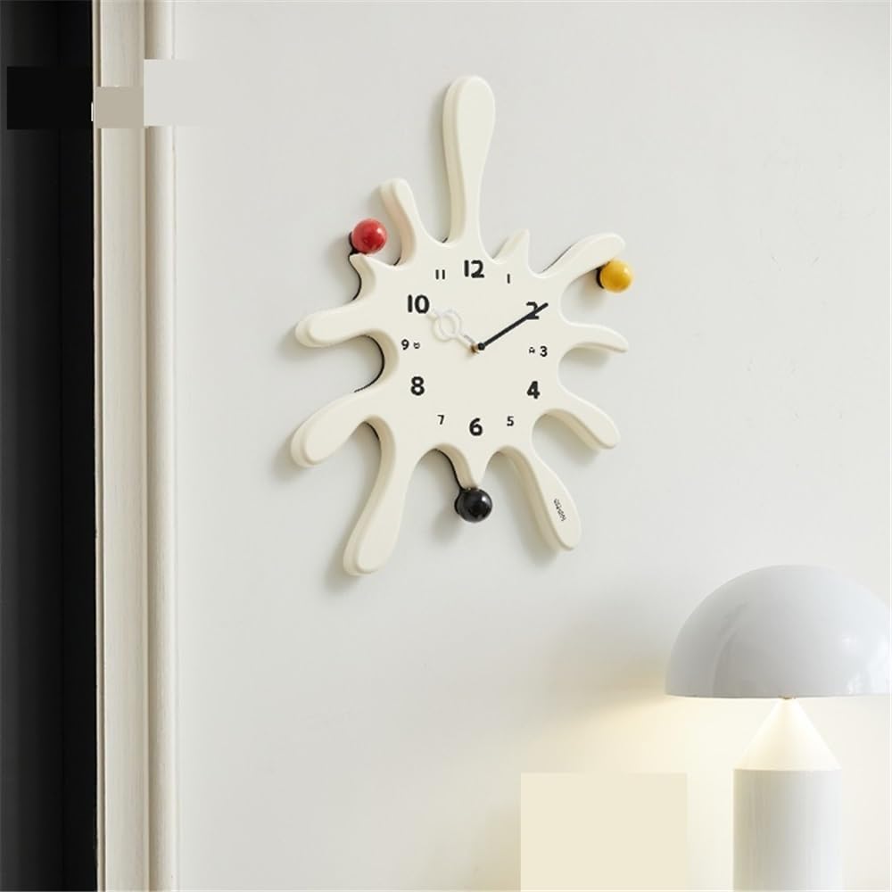 Horloge Suspendue Horloge Murale de Cuisine silencieuse crème 37,5 x 48 cm, Chiffres, Horloge décorative à Quartz rétro for Salon, Chambre Coucher Moderne