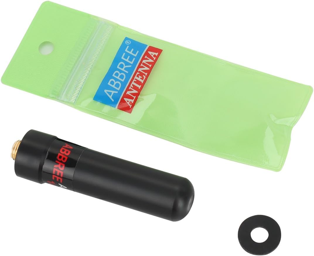 The ABBREE antenna in its packaging, showing the included rubber shim.