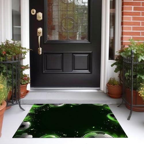 Tapis football lavable anti-glisse grand format pour terrasse et salon noir - 5