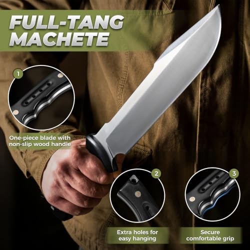 Purple Dragon Großes Outdoor Messer mit Scheide - Full Tang - Schwarz – Ansicht 3