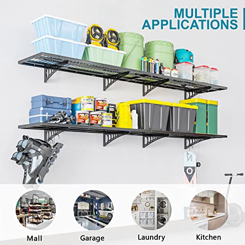 Dtrik Garage Storage Shelving Wall Mounted, 2 Pack 1.5x3.8ft, Loads 500