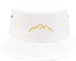 Chapéus bucket para homens e mulheres – Chapéu balde de pescador de verão boné de sol de aba larga dobrável praia casual ao ar livre, Montanha branca, Tamanho Único
