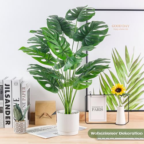 BTSD-home 71cm Kunstpflanze Kunstpflanzen Groß Fake Plant Monstera Pflanze Pflanzen Künstlich Ideal für Balkon Zimmer Wohnzimmer Schlafzimmer Wohnzimmer Deko