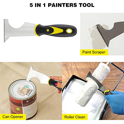 7PCS Putty Knife Scraper Set, Stainless Steel & Plastic Spackle Knife, 5 in 1 Painter Tools, Flexible Taping Knife for Glass, Drywall, Decals, Wallpaper Scraper, 1.5\'\', 2\'\', 2.5\'\', 3\'\', 4\'\', 5\'\', 6\'\'