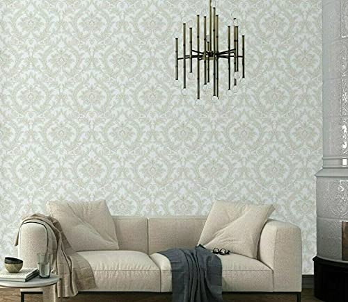 SOPHIE LAURENCE Modern Glitter Baroque Floral Damask Heavyweight Vinyl Wallpaper Gold