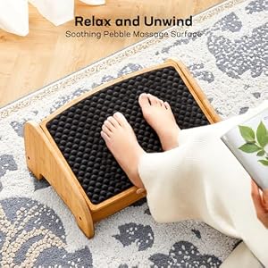 HUANUO Bamboo Under Desk Footrest with 4 Heights and Massage Texture — photo 5 of 6