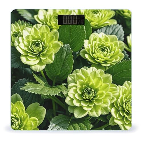 Báscula Digital de Baño Floral Verde de Alta Precisión miniatura 1