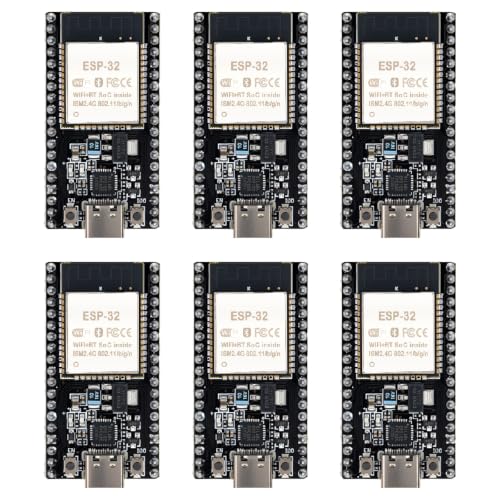 Image of 6 Packs ESP32-DevKitC-32 Development Board modules(ESP-32D,ESP-32 CP2012 USB C with 38 pins),Supporting STA /AP /STA+AP,with WiFi+Bluetooth Dual-core and Type-C Interface.