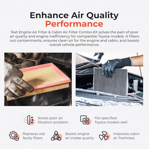 Image of Engine Air Filter & Cabin Air Filter Combo Kit Compatible with 2022-2025 Toyota Tundra, 2023-2025 Toyota Sequoia 3.4L V6, Replaces 17801-F4010, 17801F4010, 87139-0C010, 871390C010