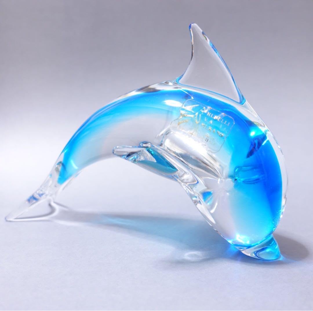 Amazon.co.jp: イタリア ムラーノガラス イルカ 置物 Murano Glass 