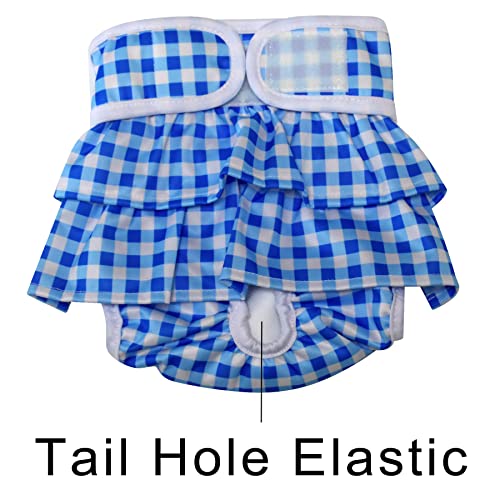 Image of JoyDaog (3 Pack) Small Dog Diapers Dress for Female Reusable Premium Grid Puppy Nappies Skirt for Period Heat Incontinence S