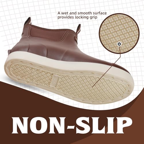 Mens Deck Boots, Waterproof Rain Boots Ankle Rubber Boots Outdoor Sailing Fishing Booties Lightweight Garden Boots High Traction Water Shoes for Working Boating Camping Sailing4