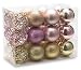 AUXO-FUN 2.36"/60mm shatterproof Christmas Ball Ornaments Tree Decoration Baubles Set of 24 Counts (Champagne，Queen Pink & Gold)