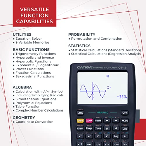 Scientific Calculator With Graphic Functions - Multiple Modes With Intuitive Interface - Perfect For Beginner And Advanced Courses, High School Or College #TOP3