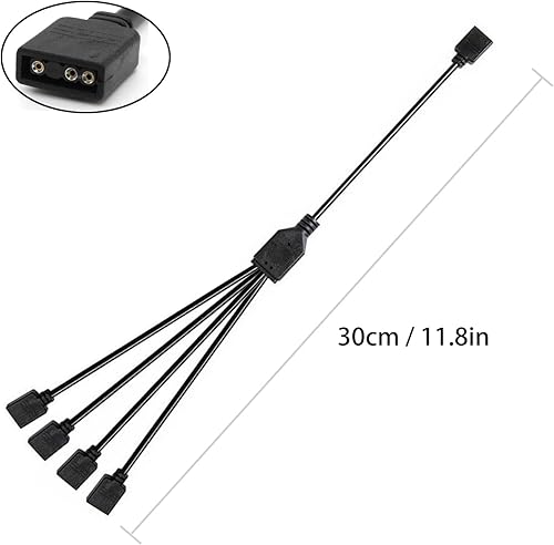 Miniatura 3 de Jstincal ARGB - Cable divisor RGB direccionable de 1 a 4 hembra a hembra de 5 V, 3 pines, cable de sincronización LED ARGB para chasis de