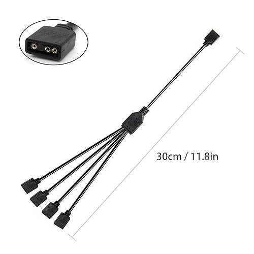 Vista 3 de Cable Divisor ARGB, Cable de Extensión Divisor RGB Direccionable de 1 a 4 Hembra a Hembra de 5V 3 Pines, Cable de Sincronización LED ARGB