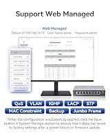 XikeStor 2.5G Switch | 8-Port 2.5G Managed Ethernet Switch | 8X 2.5GbE RJ45 + 1x 10G SFP+ | VLAN/QoS/LACP/STP/IGMP, Fanless Metallgehäuse, Web-Managed für NAS, Gaming PC, WiFi 6 AP, 4K Streaming – Ansicht 6