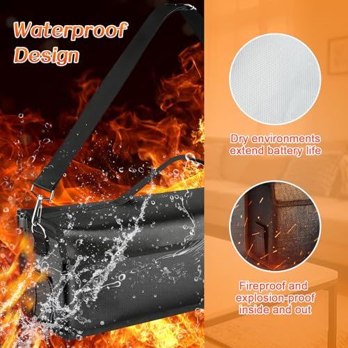 ROADNADO Ebike Battery Bag, Large Lipo Battery Safe Bags Fireproof Waterproof High Temperature 1200 °C Resistant Portable Lipo Safe Bags for Charging and Storage (19.7 x 6.7 x 6in, Shoulder bag) - Image 3