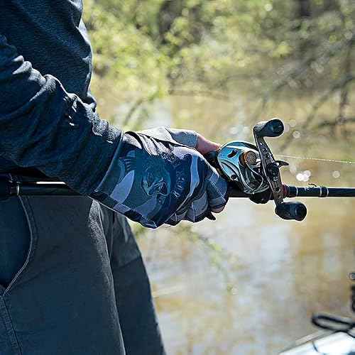 Rock Fish Fp1000R Half-Finger Fishing Gloves With Extended Wrist And Synthetic Leather Palm, Durable, Salt & Fresh Water, One Pair, Large #TOP2