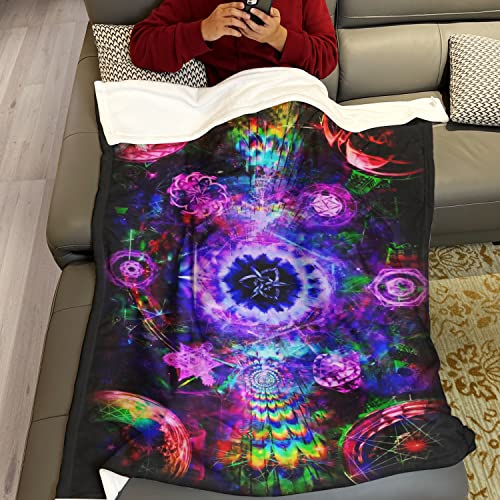 Hommomh 60" X 80" Blanket Throw Comfort Thin Soft Air Conditioning Psychedelic Art Colorful #TOP2