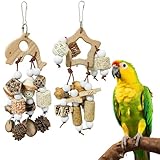 Vogelspielzeug, Vogelschreddern, Papageienkauen, Nymphensittich-Spielzeug, inklusive natürlicher Maiskolbenglocken, hängendes Futtersucherspielzeug für Sittiche, Wellensittiche, Sittiche, Finken, 2