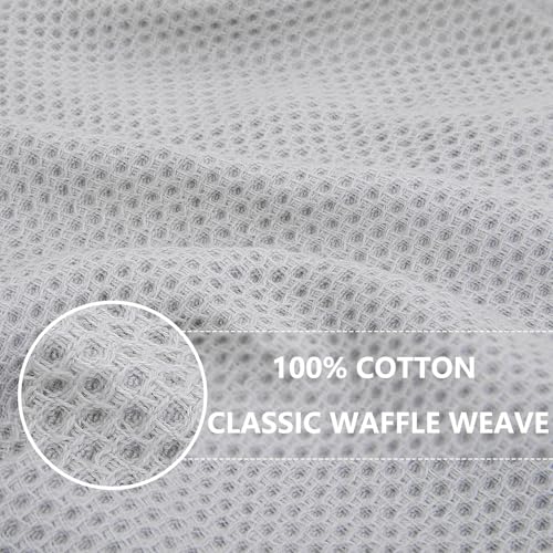 Image of Homaxy 100% Cotton Oversized Waffle Weave Kitchen Dish Towels, Ultra Soft Absorbent Quick Drying Cleaning Towel, 20x28 Inches, 8-Pack, Light Gray