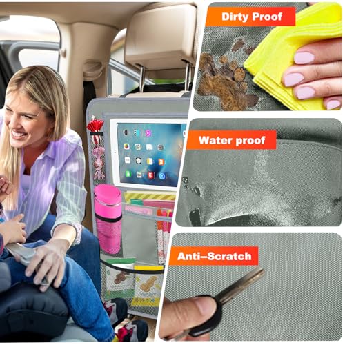 Image of Car Backseat Organizer ,2 Pack Car Organizer Back Seat with 11 inch Tablet Holder, 10 Storage Pockets Seat Back Protectors Kick Mats for Kids Toddlers, Travel Accessories (Grey)