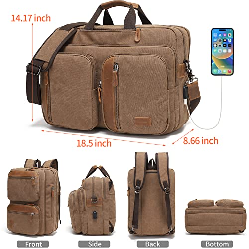 Jielv 3 In 1 Convertible Messenger Bag,17.3 Inch Laptop Backpack,Shoulder Bag,Business Handbags,Briefcase Computer Backpack For Men Women (Brown) #TOP2