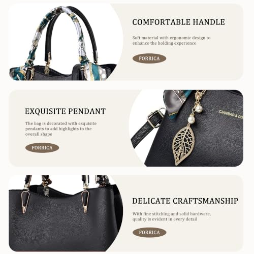 PU Leather Crossbody Handbag with Leaf Pendant, FORRICA 4 PU Leather Crossbody Handbag with Leaf Pendant, FORRICA - Image 4