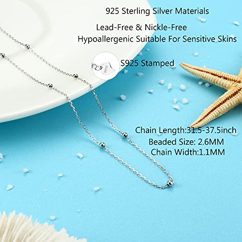 Zelores Sterling Silver Waist Chain For Women Adjustable Beads Pearl Belly Chain 14K Gold Beach Bikini Body Chain 31-37 Inch Waist Chain (Silver-Beads) #TOP4