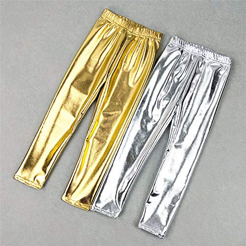 Fancy Uyee Kids Toddler Girls Faux Leather Pants Shiny Strech Leggings Tights (Metallic Silver, 4T) #TOP6