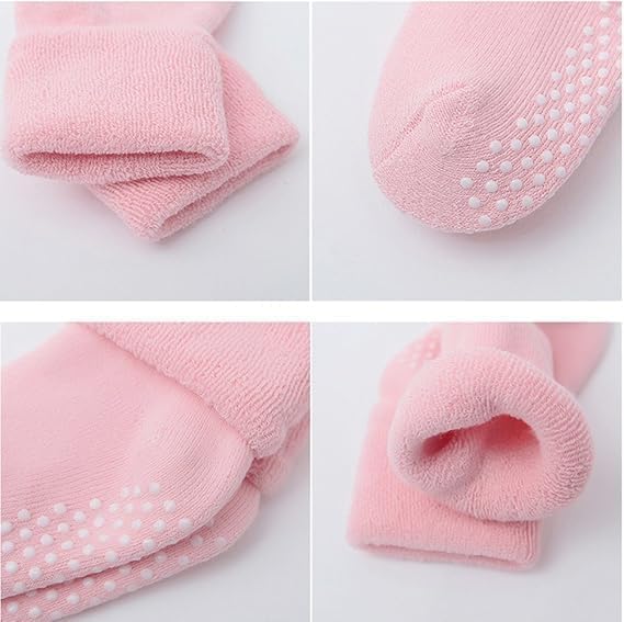 Baby Kids Unisex Socks with Grips,Winter Terry Thick Warm Socks (Pack of 4) (1-2 Years) 4