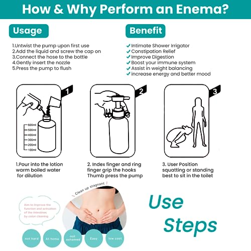600ml Feminine Wash Enema Pump Bottle Kit 6Pcs Enema Nozzle Tips for Coffee Colon Cleansing Men Women, Anal Vaginal Douche Flush Spray Intimate Shower Irrigator Cleanser Enema Bucket Kit Hand Press - Thumbnail 5