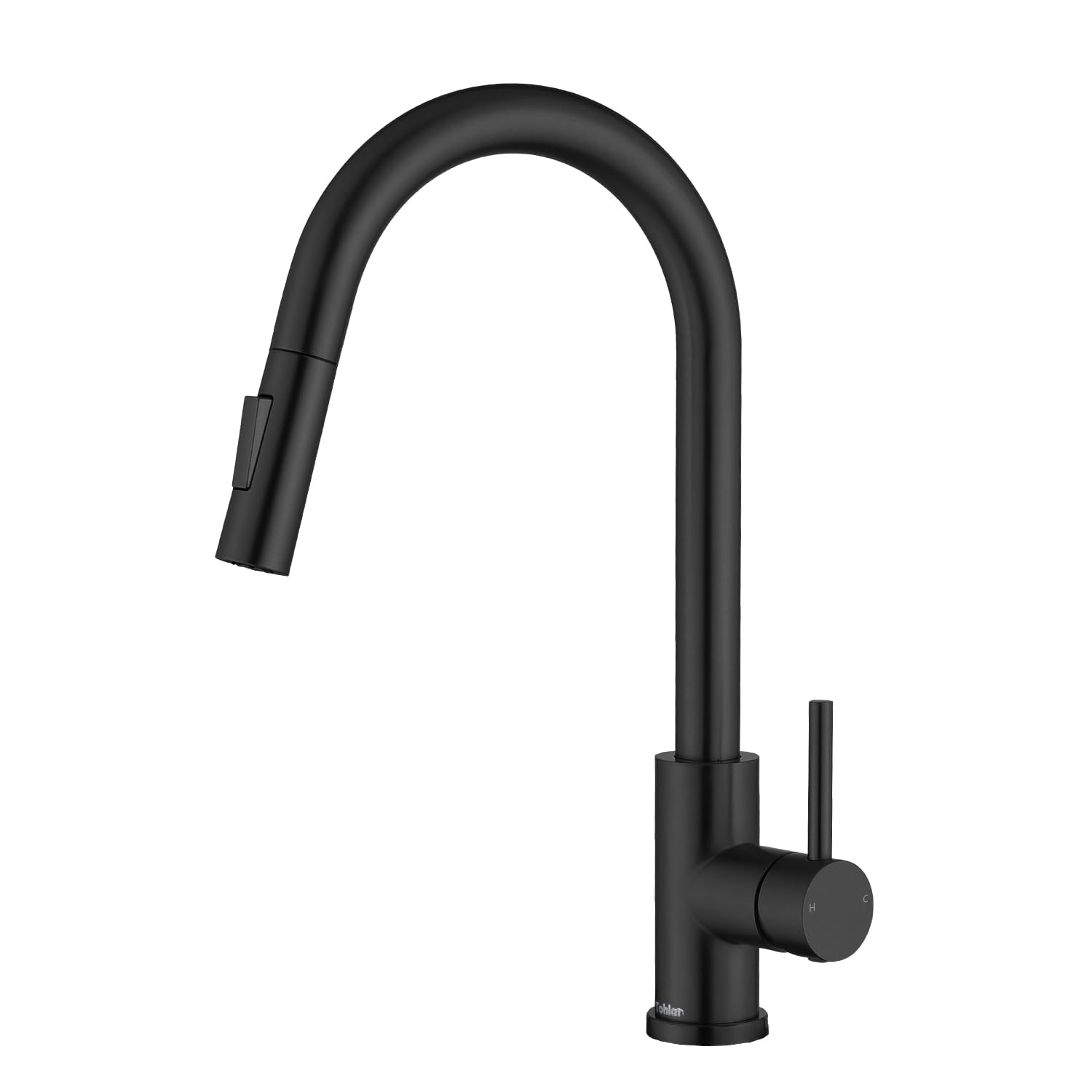 Tohlar Black Kitchen Faucets with Pull-Down Sprayer Single Handle Kitchen Faucet, Modern Stainless Steel Kitchen Sink Faucet with Deck Plate
