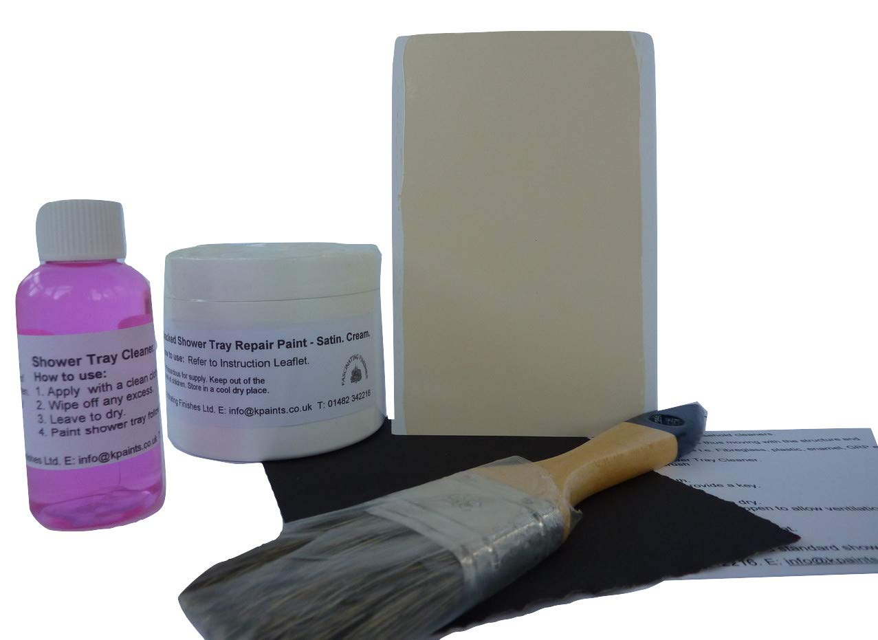1 x Cream Finley Textured Anti – Slip Repair Kit for Cracked Or Leaking Shower Tray Base Repair Paint.
